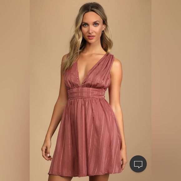 Romantic at Heart Rose Pink Striped Skater Mini Dress - Picture 1 of 8